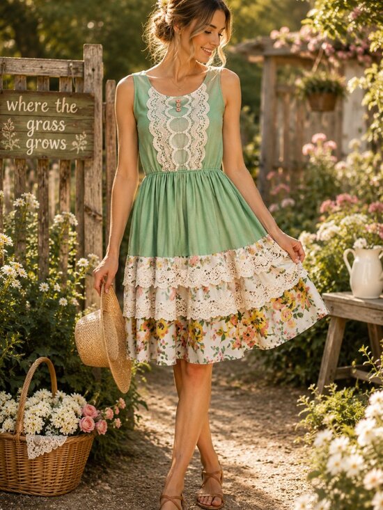 Matilda Jane Dresses & Skirts - Matilda Jane Where the Grass Grows Dress | Cottagecore Lace Floral Midi | Large